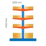 Kahepoolse konsoolriiuli põhiosa 5500 x 1200 x 1200mm*2