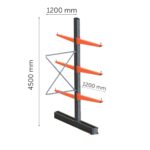 Kahepoolse konsoolriiuli lisaosa 4500 x 1200 x 1200mm*2