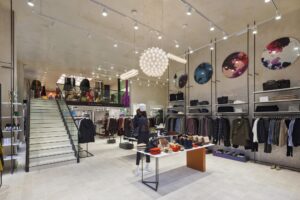 Intermediate floor at the point of sale or in the sales outlet