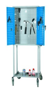 Tool cabinet on perforated wheels 600x400x1800 mm, I74060 - Image 2