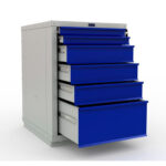 Töölaud 1400x700 mm LED-valgusti, perforeeritud pleki, kapi ja sahtliboksiga, PRW605 - Image 3