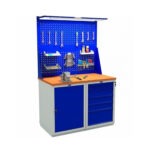 Töölaud 1200x700 mm LED-valgusti, perforeeritud pleki, kapi ja sahtliboksiga, PREXP206