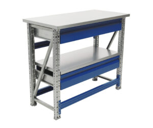 Töölaud 1000x500 mm kahe sahtli ja metallkattega, PRMAST105