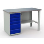 Töölaud 1400x700 mm sahtliboksi ja metallkattega, PRPRO401