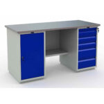 Töölaud 1600x700 mm kapi, sahtliboksi ja metallkattega, PRPRO603