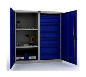 Metallkapp tööriistadele 1000x950x500 mm, vaheseina ja kuue väikse sahtliga, PR100206