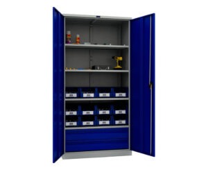 Metallkapp tööriistadele 1900x950x500 mm, nelja riiuli ja kahe sahtliga, PR004020