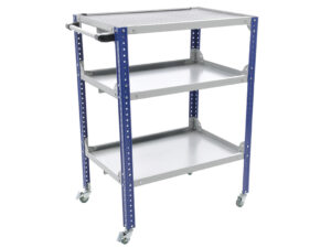 Komplekteerimiskäru 980x772x514 mm, kolme riiuli ja ratastega, PRWDSGAR