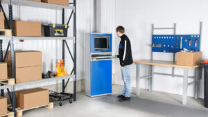 Arvutikapp 1630x300x500 mm hall/sinine, I74080 - Image 4