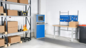 Arvutikapp 1630x300x500 mm hall/sinine, I74080 - Image 2