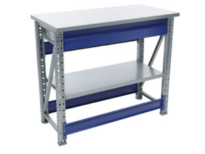 Töölaud 1000x500 mm, 1 sahtli ja 1 riiuliga, metallkattega, PRMAST104