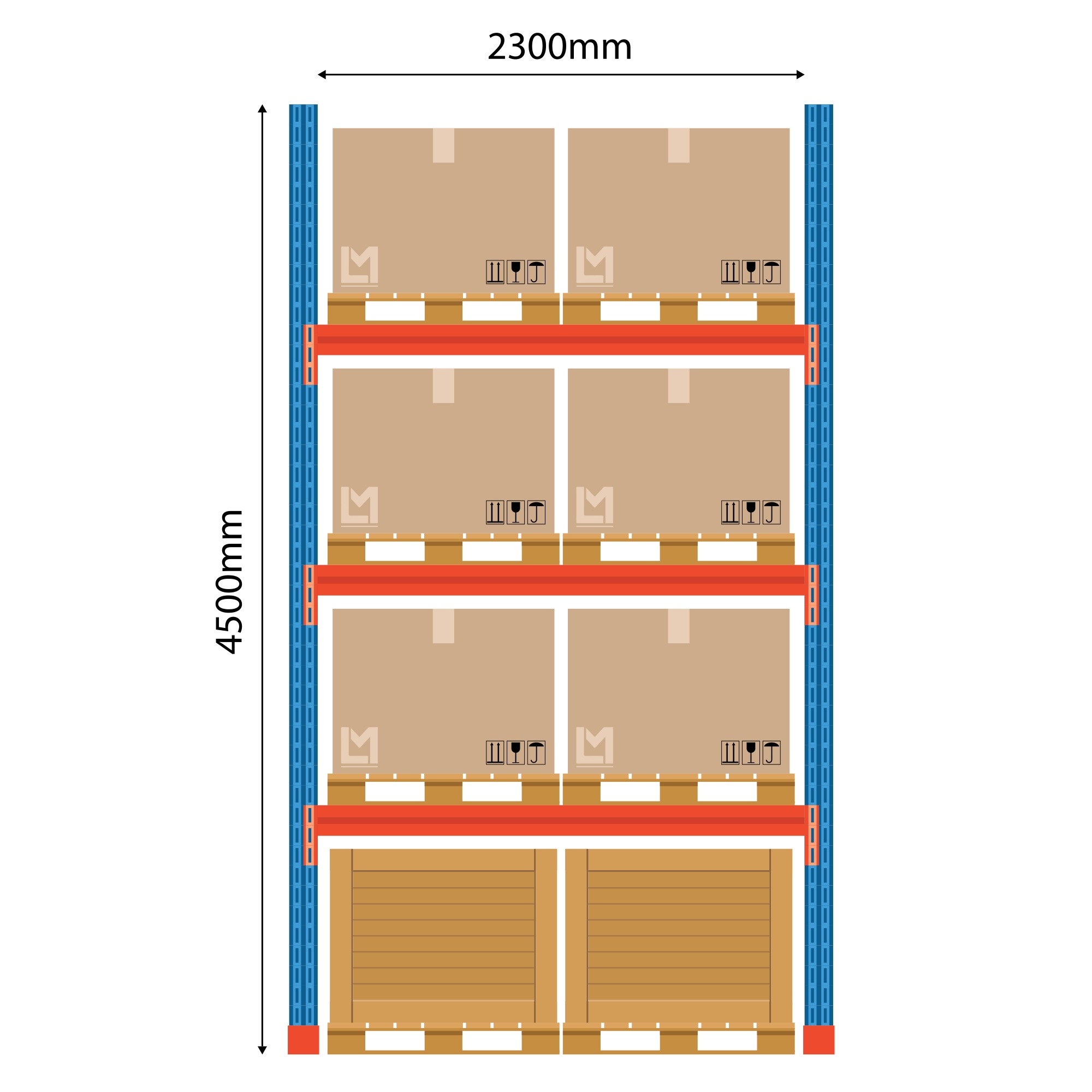 4500 2300 osn Нижняя часть паллетного стеллажа Boracs, FIN, 4500x2300 мм — изображение 1