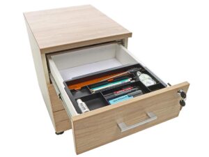 Drawer cupboard on wheels 3 drawers, lockable, for table PRMTO, oak - Image 2