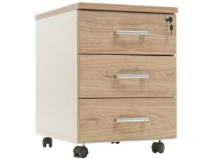 Drawer cupboard on wheels 3 drawers, lockable, for table PRMTO, oak