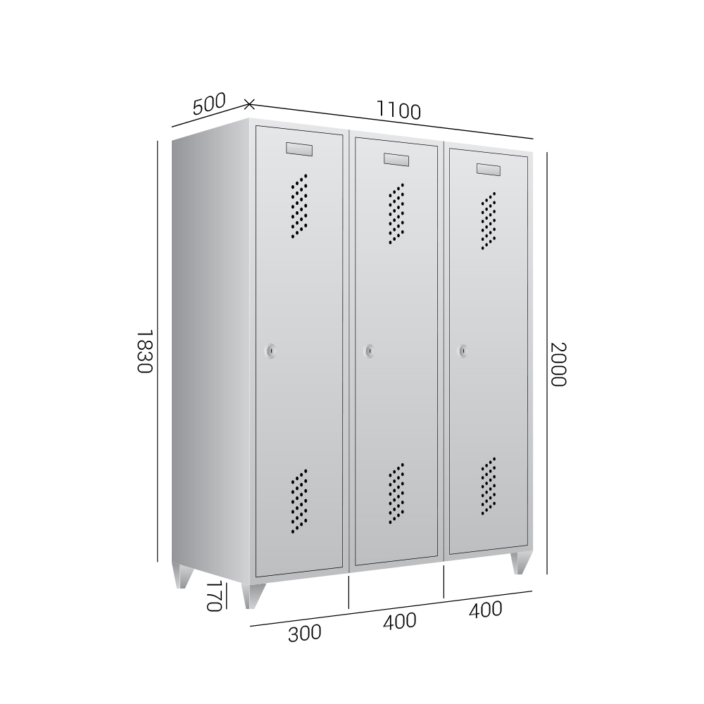 3 RIIDEKAPP PRACTICE 1x300 ja 2x400 mm, RAL 7038, jalgadega - Image 1